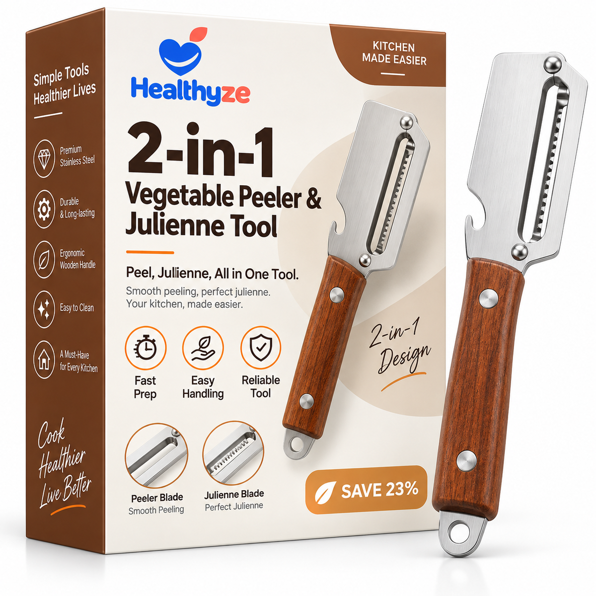 Healthyze 2-in-1 Vegetable Peeler & Julienne Tool