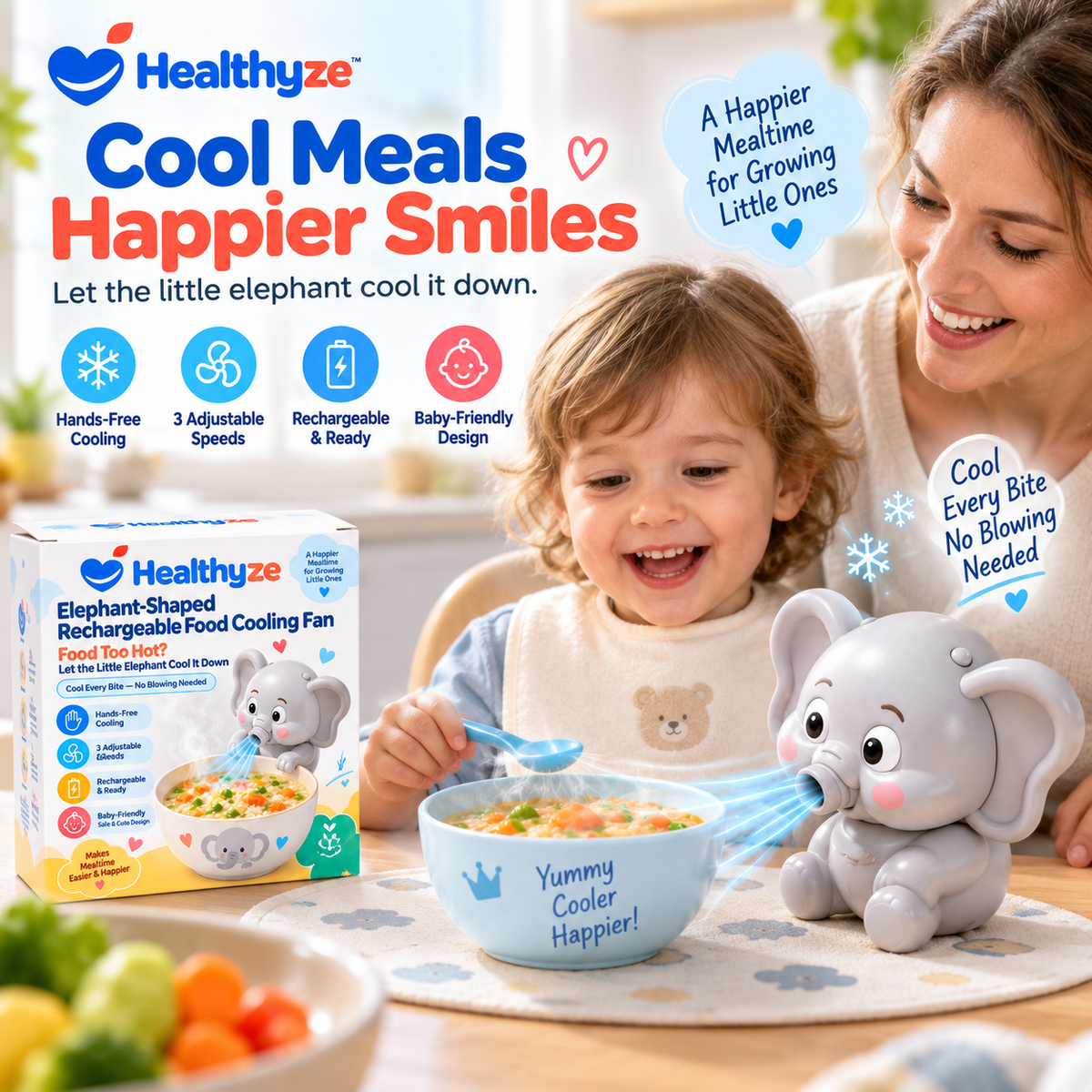 Healthyze Elephant-Shaped Rechargeable Food Cooling Fan