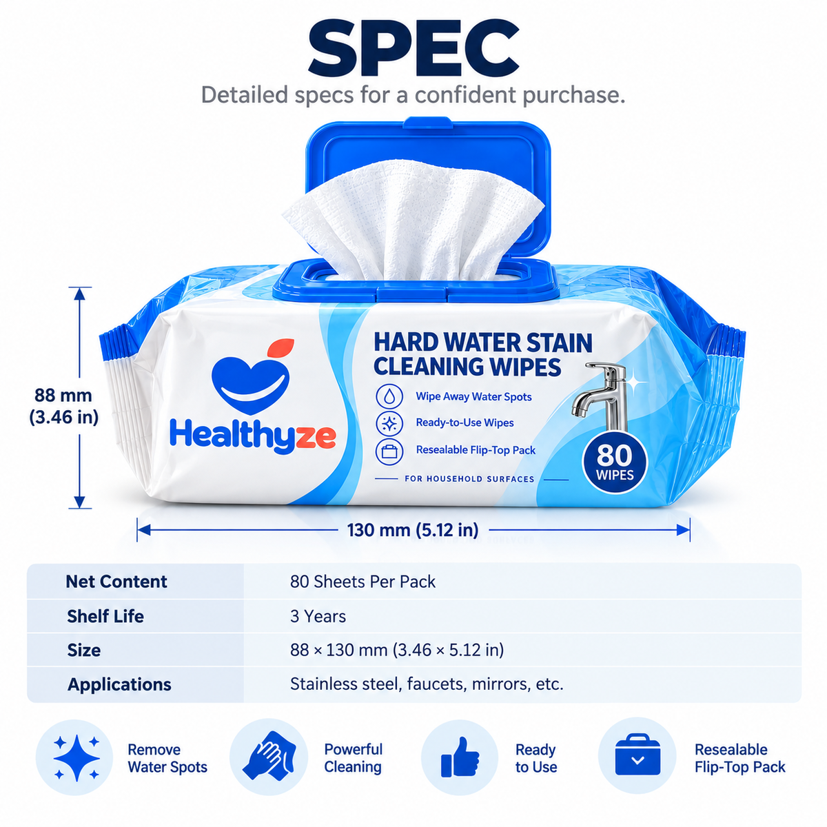 Healthyze Hard Water Stain Cleaning Wipes