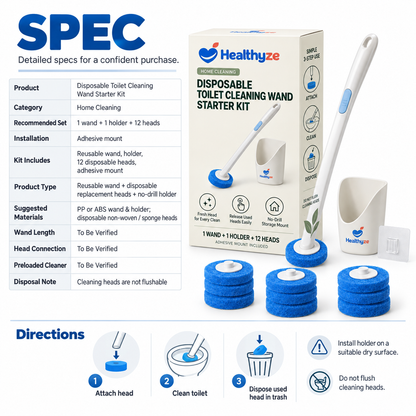 Healthyze Disposable Toilet Cleaning Wand Starter Kit